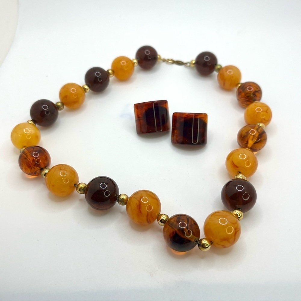 Vintage Napier Lucite Bead Necklace & Earrings Set - Picture 10 of 15